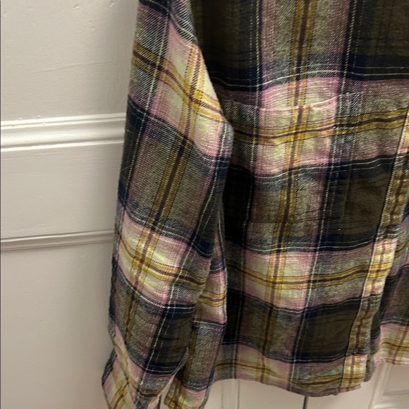 Old Navy Women's Plaid Button Down Shirt - Black, Pink, Yellow - Picture 4 of 10